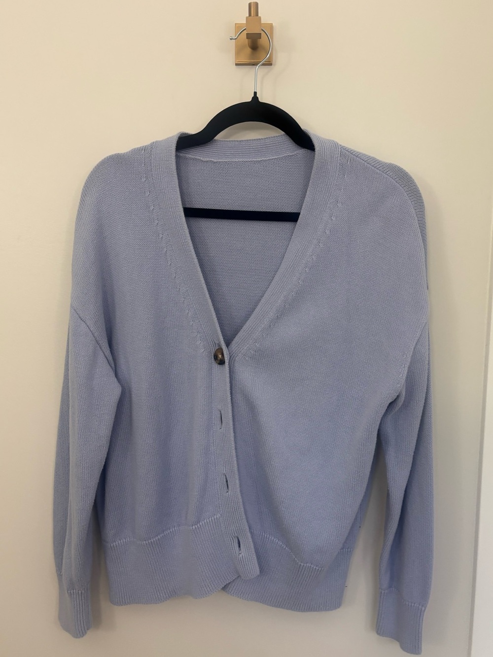 Light Lavender Periwinkle V-Neck Button Cardigan Sweater